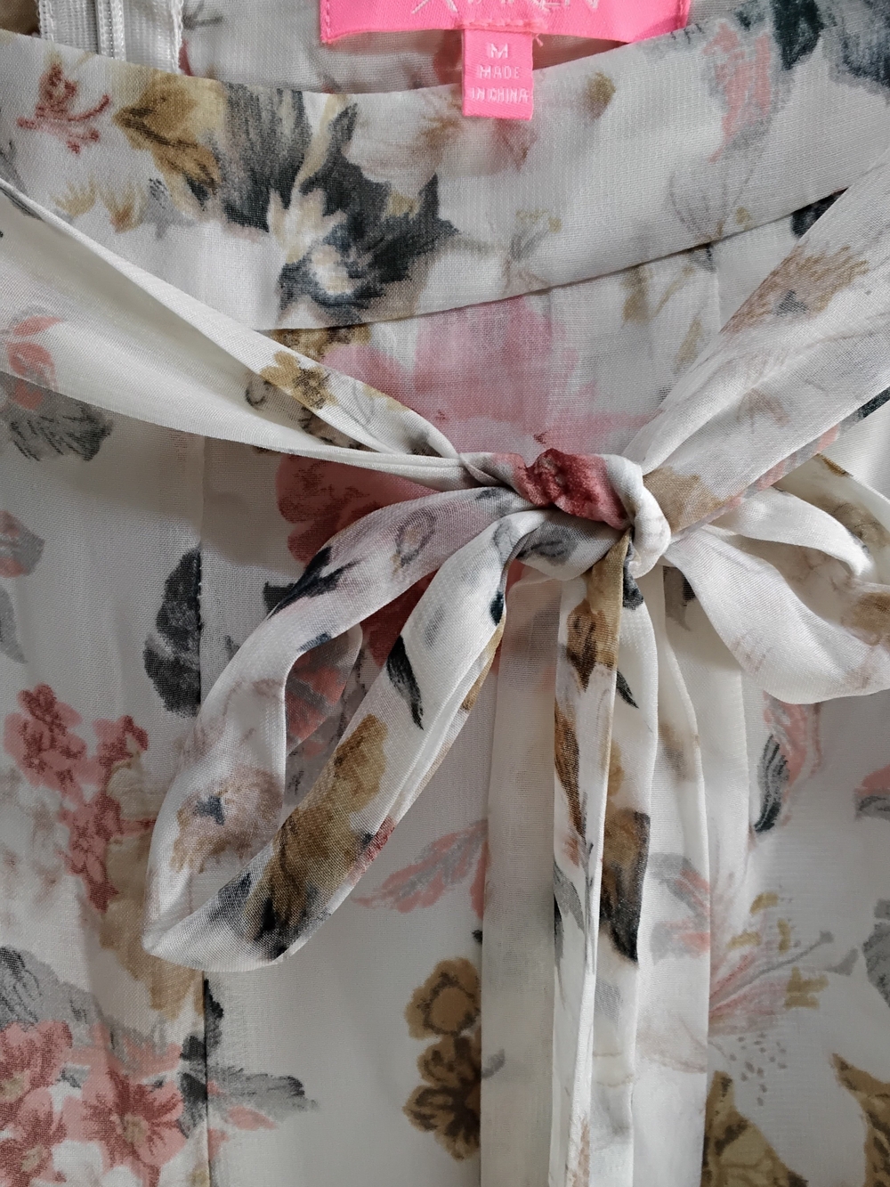 White Sheer Floral Tie-Waist Skirt - Picture 3 of 3